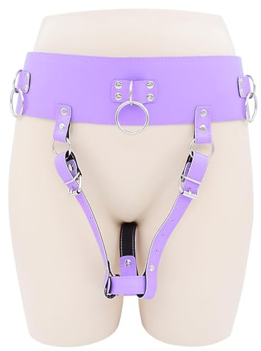 HXLXW keuschheitsgürtel für damen spreizstange für frauen sex bondage magic wand für frau Vibrator Gurt Zwangs Orgasmus Keuschheitsgürtel Gürtel Vibrator Leather Constrained Forced Strap(Lila/S)