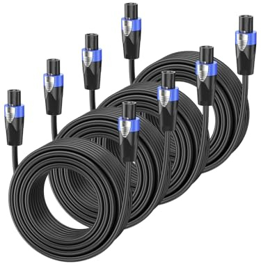4Pack 10M Speakon Kabel 2-adriges 15AWG CCA PA Lautsprecherkabel für Audio | Speakon auf Speakon Kabel für Verstärker, Home, DJ/PA, Speakon Stecker mit Twist Lock, Profi-Qualität Audio Kabel Boxenkabel