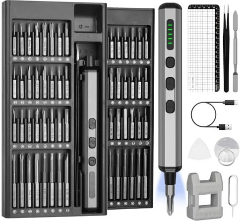 Ainiv Cacciavite Elettrico, 72 in 1 Mini Set di Cacciavite Elettrico di Precisione con 64 Punte Magnetiche, Set di Strumenti per Cacciaviti Ricaricabili, per Telefoni, Computer, Giocattoli, Orologi