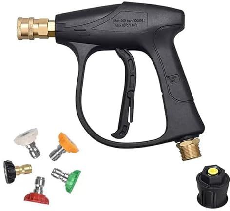 Pistola ad alta pressione con 5 ugelli e attacco rapido adattatore per Karcher, 4350 PSI 1/4, chiusura rapida, interfaccia M22 (14 mm), compatibile con adattatore Karcher K1-K7