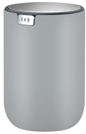 EKO Fandy Table Bin, 1.5L Mini Desk Rubbish Bin with Swing-Top Lid, 1.5 Litre Small Table Round Wastebasket for Office, Home, Bathroom, Bedroom, Car(Grey)