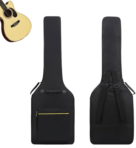 haozaikeji Gitarrentasche, Rucksack, wasserdicht, gepolstert, weich, für E-Gitarre, Bass, Cass, Gigbag, Tragetasche, Schutz, Schwarz , Taschen-Organizer