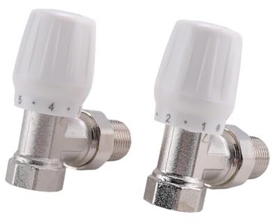 Nagoyuki Thermostatisches Heizkörperventil, 15 mm x 1,27 cm, thermostatischer Winkel, TRV, Thermostat-Heizkörperventil, für Heimbüro, 2 Stück