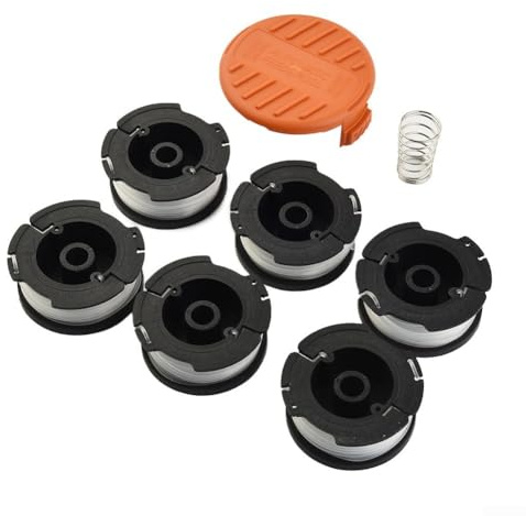 GLFLOW Thread Spools Spool Cover Set For Black Decker With Spring For Grass Trimmers GL280 GL340 GL425 GL430 GL530 GL540 GL545 (6X Thread Spool+1X Coil Cap+1X Spring)