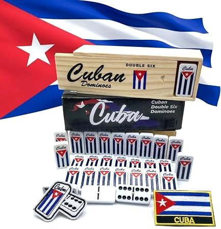Dominós Doble Seis en estilo cubano – 28 fichas clásicas blancas con puntos negros – incluye maletín de madera – audaz, duradero y listo para familia y amigos