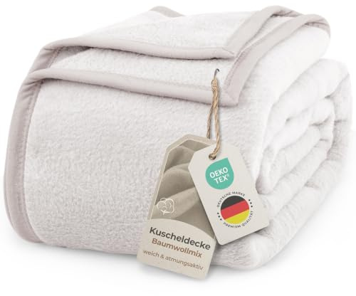 LAYNENBURG Premium Baumwolldecke 150x200 cm - Oeko-TEX 100 - Baumwollmix Kuscheldecke - Decke als Wohndecke, Sofa-Decke & Couchdecke - Wolldecke kuschelig-warm aus Baumwolle (hellgrau)