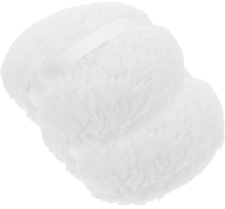 FRCOLOR 2pcs Large 6-inch Body Powder Applicator Set Soft Long Plush Loose Powder Applicator for Full Body Dusting Washable Reusable White Applicators for Women and Daily Use