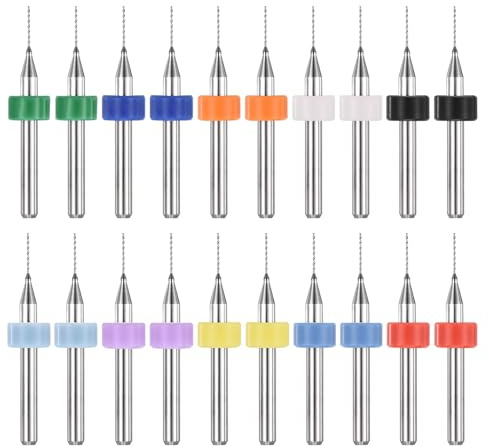 PATIKIL Micro trapano da 0,5 mm, 1/8, fusto in metallo duro, acciaio al tungsteno, 135°, mini trapano, per macchine per incisione CNC, 20 pezzi