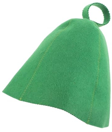 HOLIDYOYO Natural Wool Felt Sauna Hat for Men and Women -resistant Bath Cap with Water Absorption Hair and Scalp Protection for Steam Bath and Shower Use Green Cover