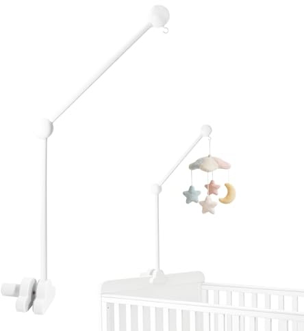 Mobile Halterung Holz Höhenverstellbar, Mobile Baby Halterung für Babybett und Wickeltisch aus naturbelassener Buche, Sicher und Stabil für Spieluhren, Windspiele und Babyzimmer-Deko