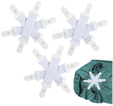 Gysim 3pcs White Bed Sheet Detangler with 6-Clip, Bed Sheet Detangler for Washing Machine and Dryer, Wad Preventer for Sheets Prevent Clothes Duvet from Tangling Twisting Balling in Dryer and Washer