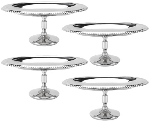 equlup Tasse à dessert en acier inoxydable, 4 pièces bol à crème glacée ovale, tasse à pieds, assiette ovale réutilisable à talons hauts pour crème glacée, pudding aux fruits, collation, (B)