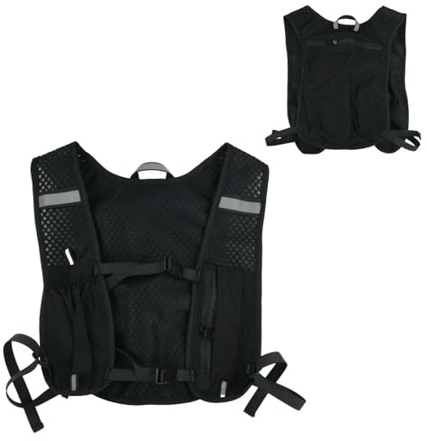 Nivofu Zaino da Corsa, Running Vest, Cinghie Pettorali Regolabili, Traspiranti Leggero Zaino Idratazione, Gilet Running Uomo Donna, Zaini da Corsa Riflettenti per Escursionismo Maratone (Nero)