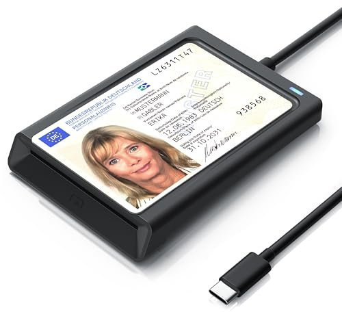 CSL - USB C Personalausweis Lesegerät mit NFC - Chipkarenleser SIM - Dual Mode (NFC und Kartenslot) - Kartenlesegerät - Win 10-11 - für den neuen Personalausweis Gesundheitskarte Keine EPA Bankkarten