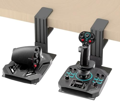 wuutyty 2er-Set HOTAS Schreibtischhalterungen für Flugsimulations-Joysticks & Schubregler, Kompatibel mit Logitech X56/X52/X52 Pro, Thrustmaster T-Flight Hotas Serie/T.16000M FCS/Sol R2/R4/TCA