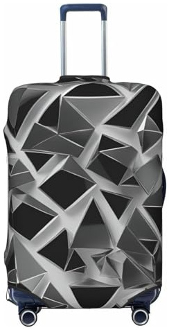 Tianbamxgdp Housse de protection lavable pour valise de 45,7 à 81,3 cm Motif géométrique Argenté, noir, Petit