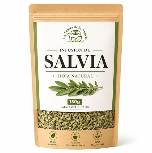 Salvia Infusión 150 g – Hojas de Salvia Natural – La Tetera de la Abuela | Bienestar femenino, sensación de equilibrio y cuidado diario