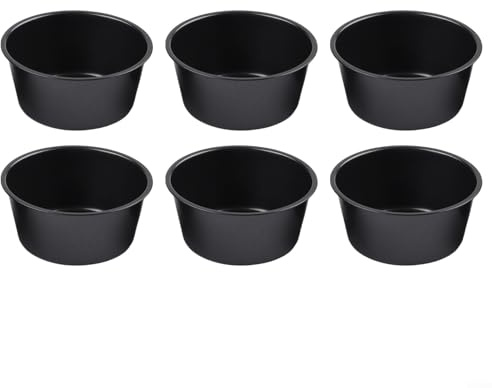 JoyousMall 6Pcs Carbon Steel Pudding Moulds, Reuable Non-Stick Muffin Tins Cupcake Moulds Pudding Cups Baking Cups for Dariole Egg Tart, Air Fryer & Oven Safe(100ml short cup)