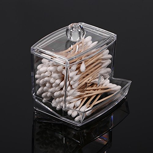 TOPINCN Bomullspinnehållare Arrangör Praktisk svabblåda Makeup Q-Tips Pads Förvaringsarrangör Kosmetisk genomskinlig hållare