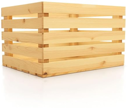WOOD Fruktlådor trä 50 x 40 x 30 cm – uppsättning av 2 trälådor stor och vinlådor av naturträ, stor hyllåda för förvaring och dekoration