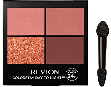 Revlon ColorStay Day to Night Eyeshadow Quad 24 Hour with Dual-Ended Applicator Brush, Longwear, Intense Color Smooth Eye Makeup, Matte & Shimmer Finish, Stylish (560) Unisex
