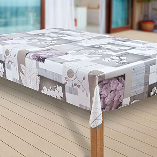 laro Wachstuch-Tischdecke Abwaschbar Garten-Tischdecke Wachstischdecke PVC Plastik-Tischdecken Eckig Meterware Wasserabweisend Abwischbar |70|, Muster:Hotensia Blossom, Größe:130x160 cm