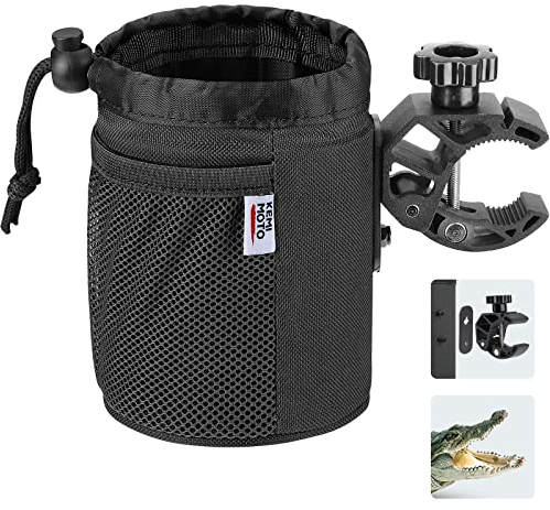 KEMIMOTO Fahrrad Flaschenhalter, Fahrrad Getränkehalter aus Oxford-Stoff, Flaschenhalter mit Netztasche, Getränkehalter für Kinderwagen, Motorrad, Rollstuhl, Scooter(Mit EU-patentiertes Design)