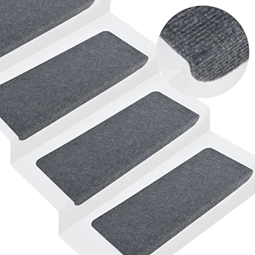 XIAOGUANG Stufenmatten Selbstklebend 15 STK Treppenmatten, Treppenstufen Matten, Teppich Treppenstufen, Treppenteppich, Treppenauflagen Teppich, 65x28 cm Grau