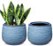 Oairse Durchmesser 13,5 cm 2er-Set Keramik Übertopf, Blumentöpfe mit Drainageloch-Silikonstopfen für Zimmerpflanzen, Retro-Dekoration für Gartenbehälter-Sets im Freien, Blau