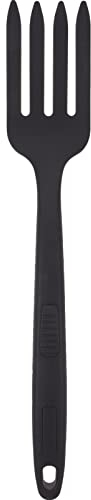 Luxshiny Forchettone Da Cucina in Silicone Nero, Utensile Ergonomico Per Spaghetti, Pasta E Noodle, Facile Da Pulire, Antiaderente, Ideale Per Cucina E Tavola