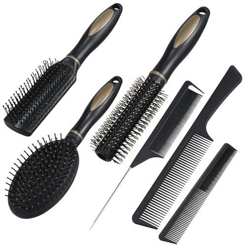 Juego de 6 cepillos para el pelo, Peines Massag Múltiples Estilos Cepillo Pelo para Mujeres Hombres Uso en el Hogar Viajes