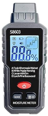 Digitales Feuchtigkeitsmessgerät Holzfeuchtemessgerät, 4-in-1, Holzspäne, Haarfeuchtigkeit, Feuchtigkeitsdetektor, Hygrometer, Brennholztester, Holzarbeit, Holzbearbeitung mit großem LCD-Bildschirm