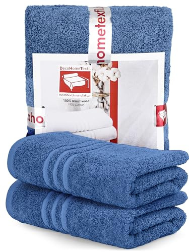 DecoHomeTextil - Juego de 2 toallas de mano (50 x 100 cm), color azul