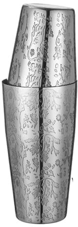 QIUYMGFG Cocteleras Cocktail Kit de Coctelera Boston de 2 Piezas con Juego de Lata de coctelera de Barra con patrón grabado-800ml y 500ml(Woorwood)