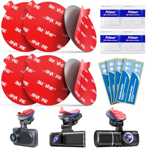 volport Klebepads Doppelseitig Extra Stark: Rund 6St 56 mm Hitzebeständig Wasserfeste Ersatz Montage Klebe Pads mit 4St Haftvermittler für Dashcam, Handyhalterung, Innen & Außen