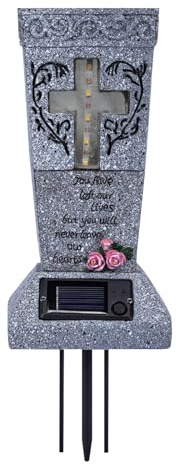 Vaso solare per cimitero, supporto commemorativo con base a punta, robusto supporto per fiori in resina, ornamento illuminato per tombe, decorazione da giardino, premio spirituale per esterni