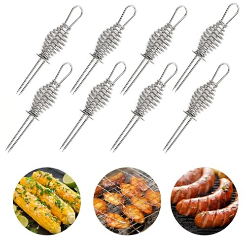 8 Pcs Corn On The Cob Holders, Sweetcorn Forks Set, Sweet Corn Skewers, Stainless Steel for Kebab BBQ Potato Chicken Fruit, Tools for Camping Party Kitchen Cooking Picnic, Chef Aid
