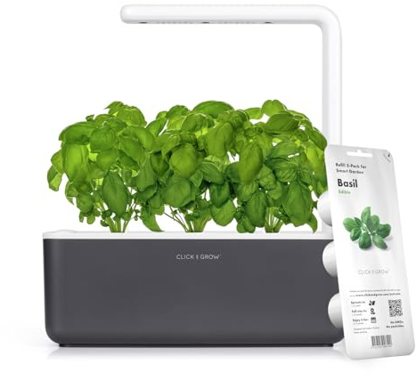 Click and Grow Growbox, Smart Garden, einfacher als Hydroponisches anzuchtsystem, Indoor Garten, kräutergarten, Indoor gewächshaus mit 3 Plant pods dabei, Dunkelgrau