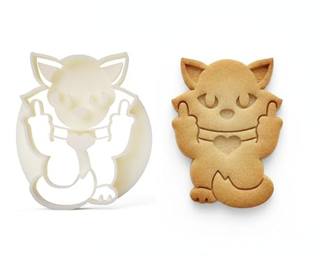 Keksausstecher Stinkefinger Katze Fuck Cat Katzen-Ausstecher ideal für Teig Fondant Marzipan super als Geschenk inkl Rezept