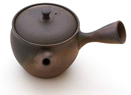 Gyokko Japanische Teekanne Sendan Kaku, Keramik Kyusu Tokoname Japan. Schwarz. Integriertes Tee-Sieb, Nicht glasiert