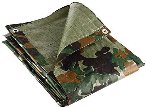 GroundMaster 80gsm Camouflage Tarpaulin - Waterproof Outdoor Fishing Camping Ground Sheet Cover (4.5m x 6m (15ft x 20ft))
