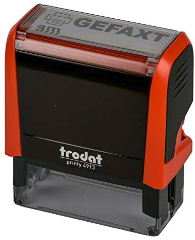 Trodat Printy 4913 feuerrot GEFAXT AM SCHWARZ