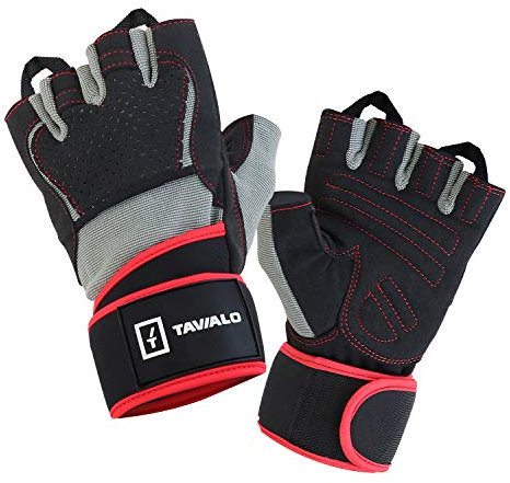 TAVIALO Fitnesshandschuhe Herren M/L – Trainingshandschuhe mit Handgelenkstütze & doppelter Handfläche – ideal für Krafttraining, Bodybuilding, Crossfit – CE-konform, rutschfest