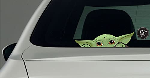 EppoBrand 3x Baby Yoda on Board Spähen Mandalorianischer Vinyl Aufkleber mit Antikratzbeschichtung 20x6 cm für Autos LKW Fenster Stoßstange Kühlschrank Skate Binder Fahrrad Laptop Macbook Notebook