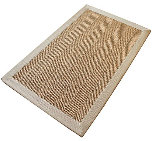 Natural Sisal Door Mat Indoor Hand-Woven Welcome Mat Entryway Non Slip Front Doormat Modern Home Decor Carpet Jute Dirt Trapper Rugs Floor Profile Commercial Layered Resist Dirt Rug,Yellow-50x80cm