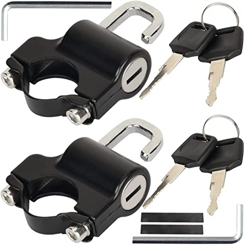 GZhaizhuan 2 Pcs Bloqueo de Casco, Candado para Casco de Moto, Universal Candado Casco Moto for 20-27mm Manillar, con Llaves, Arandelas, Tornillos, Llave Inglesa