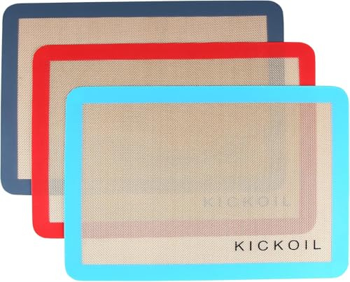 Small Silicone Baking Mats Quarter Sheet Non Stick Reusable Silicone Oven Liners, BPA Free, Food Grade Baking Mats for Cookies, Macarons Bread & Pastry, Toaster Pad Set of 3 Pack 11.6'' x 8.5''