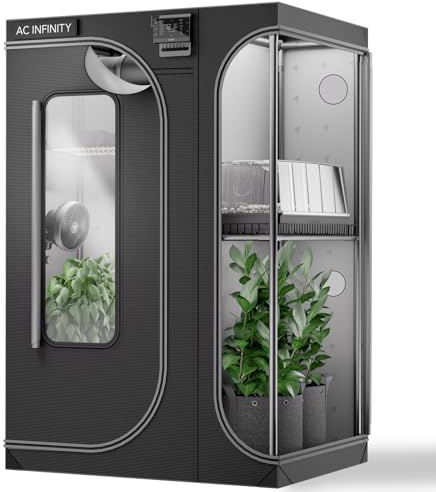 AC Infinity CLOUDLAB 743D, 120x90x180cm Tienda de campaña 2 en 1, con Postes más Gruesos de 2,5cm, Lona Mylar de Diamante 2000D, Soporte Controlador para Cultivo hidropónico Interior