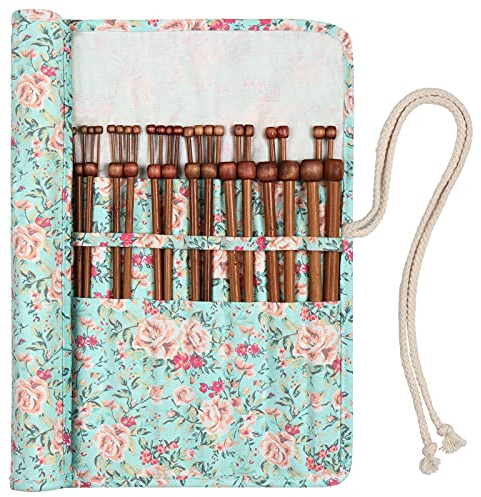 Coopay Bambus Gerade Stricknadeln 35cm, 36 Stück Lange Einzelspitze Stricknadel Set mit Aufbewahrungstasche, Größe Inklusive 3,25mm 3,75mm, Stricknadelset Geschenk für Professioneller Strickliebhaber