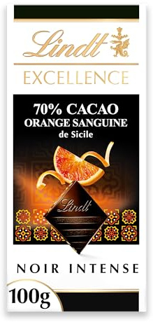 Lindt Tablette EXCELLENCE Chocolat Noir 70% & Orange Sanguine de Sicile 100g